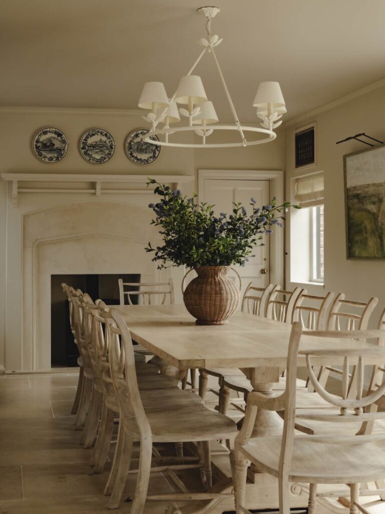 A cream coloured dining room
